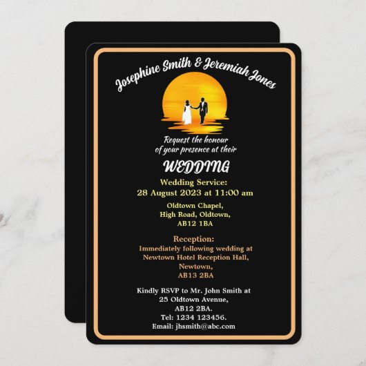 Einladung zur Hochzeitsfeier mit individueller Ehe (Vorne/Hinten)