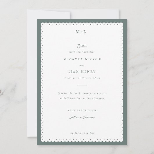 Einladung zur Hochzeitsfeier mit klassischer Scall (Vorderseite)