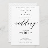 Einladung zur Hochzeitsfeier mit klassischer Scrip (Vorne/Hinten)