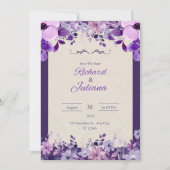 Einladung zur Hochzeitsfeier mit Lila Rosa (Vorderseite)