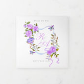 Einladung zur Hochzeitsfeier mit lila Rose (Cover)