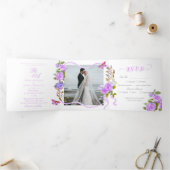 Einladung zur Hochzeitsfeier mit lila Rose (Innenseite)
