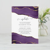 Einladung zur Hochzeitsfeier mit lila und Gold Aga (Stehend Vorderseite)
