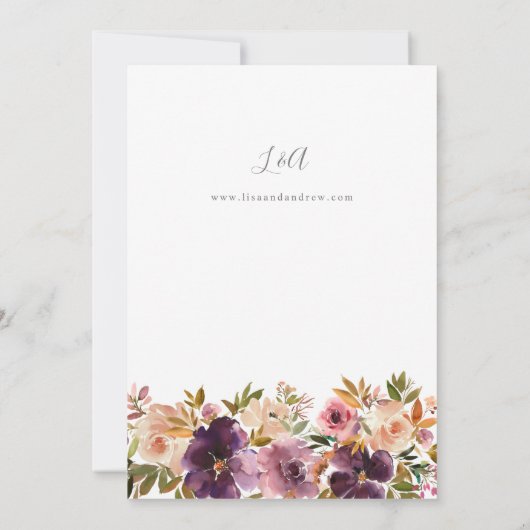 Einladung zur Hochzeitsfeier mit lila und rosafarb (Rückseite)