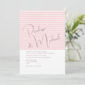Einladung zur Hochzeitsfeier mit minimalem Rosa St (Stehend Vorderseite)