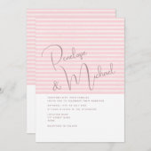 Einladung zur Hochzeitsfeier mit minimalem Rosa St (Vorne/Hinten)