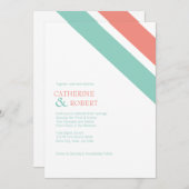 Einladung zur Hochzeitsfeier mit Minze und Koralle (Vorne/Hinten)