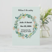 Einladung zur Hochzeitsfeier mit neutraler Wasserf (Stehend Vorderseite)