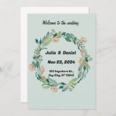 Einladung zur Hochzeitsfeier mit neutraler Wasserf (Vorne/Hinten)