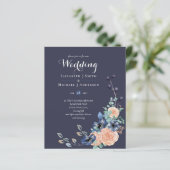 Einladung zur Hochzeitsfeier mit Pfirsich (Stehend Vorderseite)