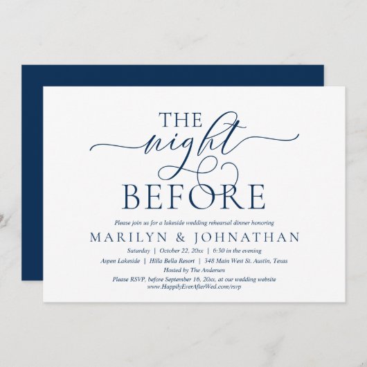 Einladung zur Hochzeitsfeier mit Probe (Vorne/Hinten)