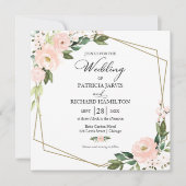 Einladung zur Hochzeitsfeier mit rosa Blütengeflec (Vorderseite)
