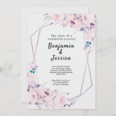 Einladung zur Hochzeitsfeier mit rosa und Lila geo (Vorne/Hinten)