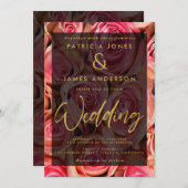 Einladung zur Hochzeitsfeier mit Rosen (Vorne/Hinten)