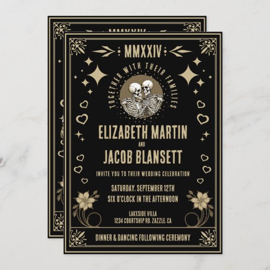 Einladung zur Hochzeitsfeier mit Tarot Card (Vorne/Hinten)