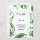 Einladung zur Hochzeitsfeier mit tropischem Green  (Vorderseite)