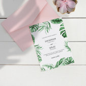 Einladung zur Hochzeitsfeier mit tropischem Green