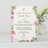 Einladung zur Hochzeitsfeier mit tropischer Flora (Stehend Vorderseite)