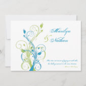 Einladung zur Hochzeitsfeier mit türkisfarbenem Gr (Vorderseite)