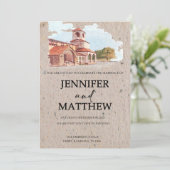 Einladung zur Hochzeitsfeier mit Wasserfarbenmaler (Stehend Vorderseite)