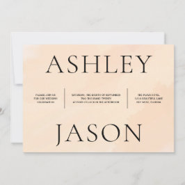 Einladung zur Hochzeitsfeier mit weichem Apricot