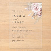 Einladung zur Hochzeitsfeier mit weichem Blütenpin (Vorderseite)