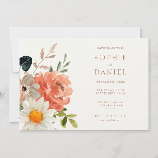 Einladung zur Hochzeitsfeier mit weichem Chic (Vorderseite)