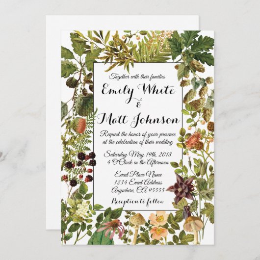 Einladung zur Hochzeitsfeier mit weißem Holz (Vorne/Hinten)