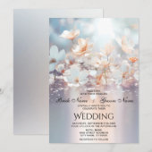 Einladung zur Hochzeitsfeier mit weißem Pfirsich (Vorne/Hinten)
