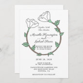 Einladung zur Hochzeitsfeier mit weißer Blume (Vorne/Hinten)