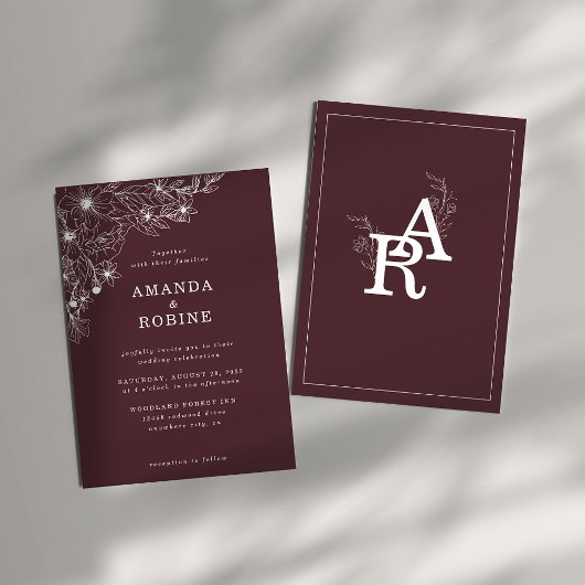 Einladung zur Hochzeitsfeier mit weißer Blüte