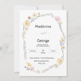 Einladung zur Hochzeitsfeier mit weißer Flora