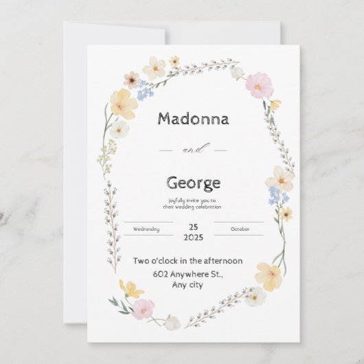 Einladung zur Hochzeitsfeier mit weißer Flora (Vorderseite)