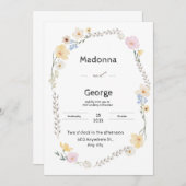 Einladung zur Hochzeitsfeier mit weißer Flora (Vorne/Hinten)
