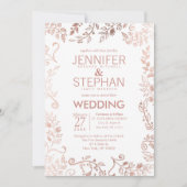 Einladung zur Hochzeitsfeier mit weißer Rose Gold (Vorderseite)