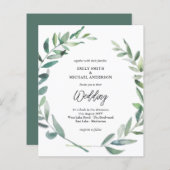 Einladung zur Hochzeitsfeier Moderne Olivenöl-Blät (Vorne/Hinten)