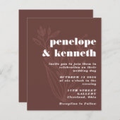 Einladung zur Hochzeitsfeier - Rustikal Brown Bota (Vorne/Hinten)