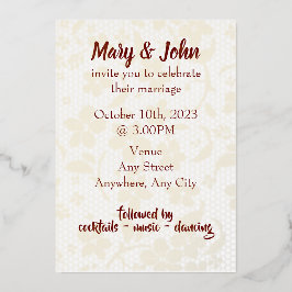 Einladung zur Hochzeitsfeier - vollständig editier