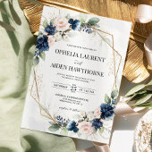 Einladung zur Hochzeitsfeier von Navy und Blush