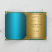 Einladung zur Hochzeitskarte Gold Aquamarin (Innenseite)