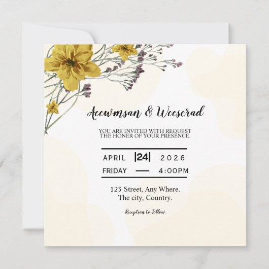 Einladung zur Hochzeitskarte Square Vector (Vorderseite)