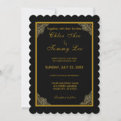 Einladung zur Hochzeitsreise mit schwarzem Gold (Vorderseite)