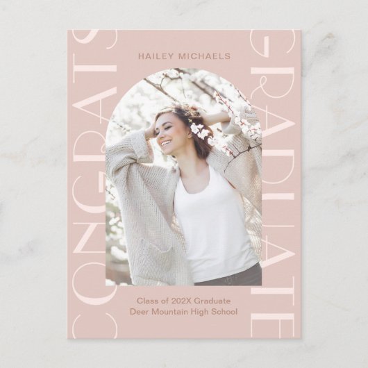 Einladung zur hübsch-rosa-Graduiertenparty-Foto (Vorderseite)