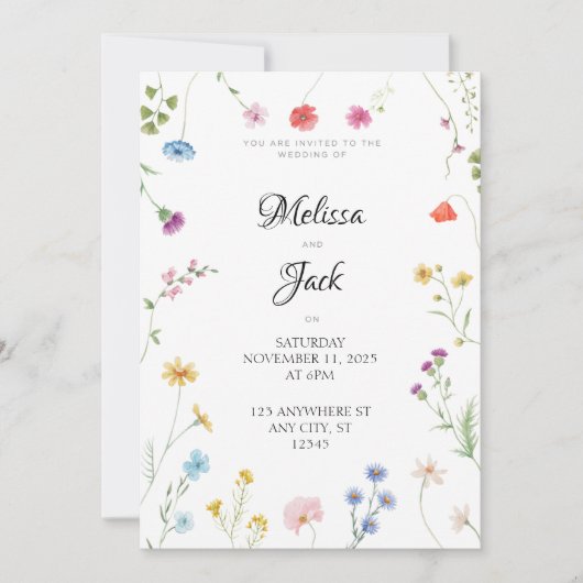 Einladung zur hübschen Blumenhochzeit (Vorderseite)