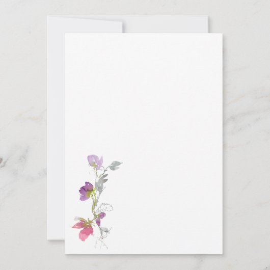 Einladung zur hübschen Lila Pea-Hochzeit (Rückseite)