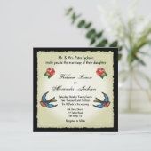 Einladung zur hübschen Tattoo-Hochzeit (Stehend Vorderseite)