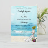 Einladung zur Illustrierten Hochzeit in Urlaubsort (Stehend Vorderseite)