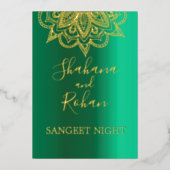 Einladung zur "Indian Style Green Gold Color Weddi (Vorderseite)