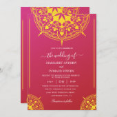 Einladung zur indianischen Hochzeit in Rot und Gel (Vorne/Hinten)