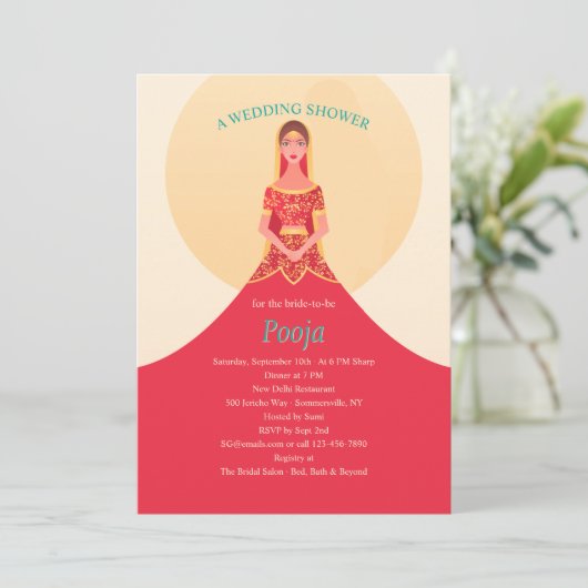 Einladung zur indischen Dusche (Stehend Vorderseite)